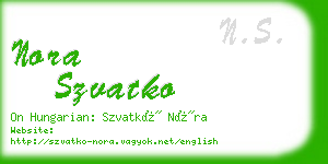 nora szvatko business card